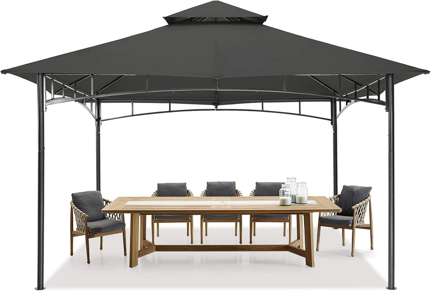 Outdoor Garden Gazebo for Patios with Stable Steel Frame(11X11, Dark