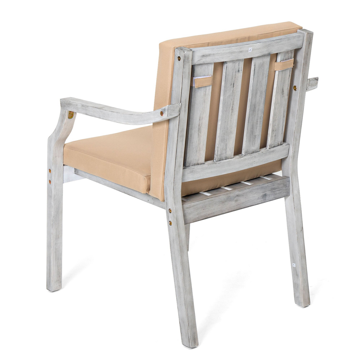 Outdoor Dinning Set 6-Person Outdoor Wooden Dinning Set with an Umbrella Hole and Removable Cushions, Antique Gray