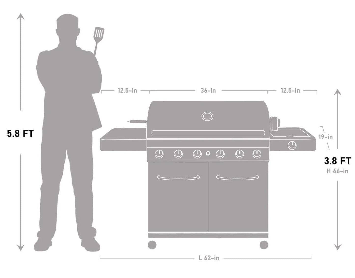 77352 | Monument Grills | 6 Burner Stainless Steel Propane Gas Grill