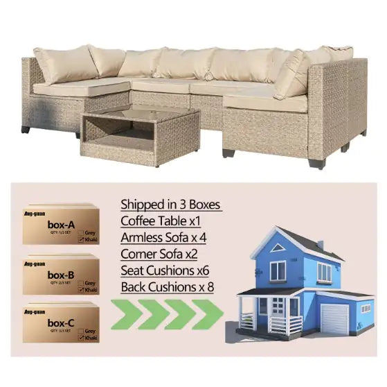 7-piece All-Weather Patio Sofa Furniture Set