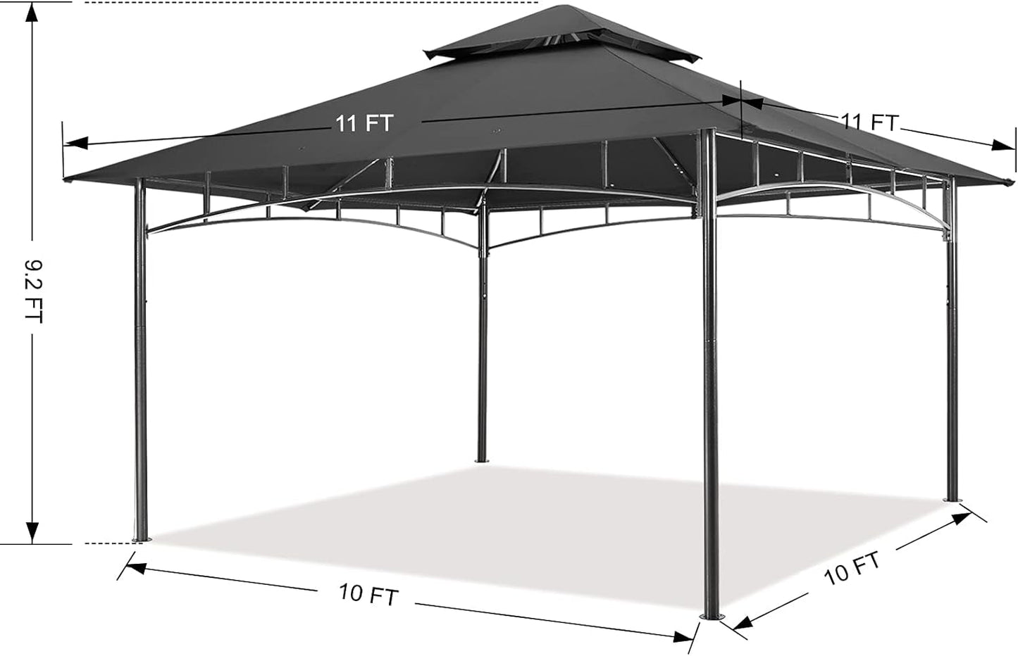 Outdoor Garden Gazebo for Patios with Stable Steel Frame(11X11, Dark