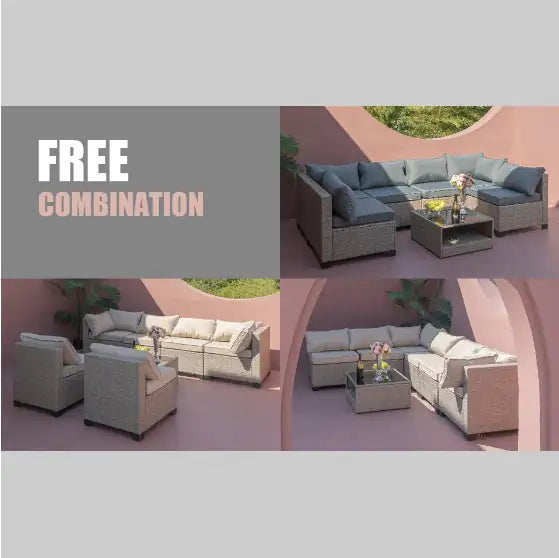 7-piece All-Weather Patio Sofa Furniture Set