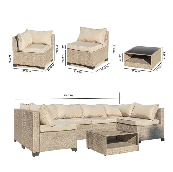 7-piece All-Weather Patio Sofa Furniture Set