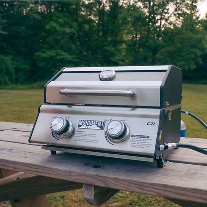 G22 | Monument Grills Table Top | 2 Burner Stainless Steel Gas Grill