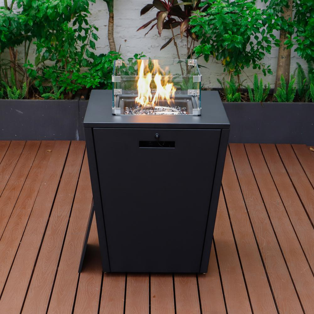 Chelsea Aluminum Patio Modern Propane Fire Pit Side Table