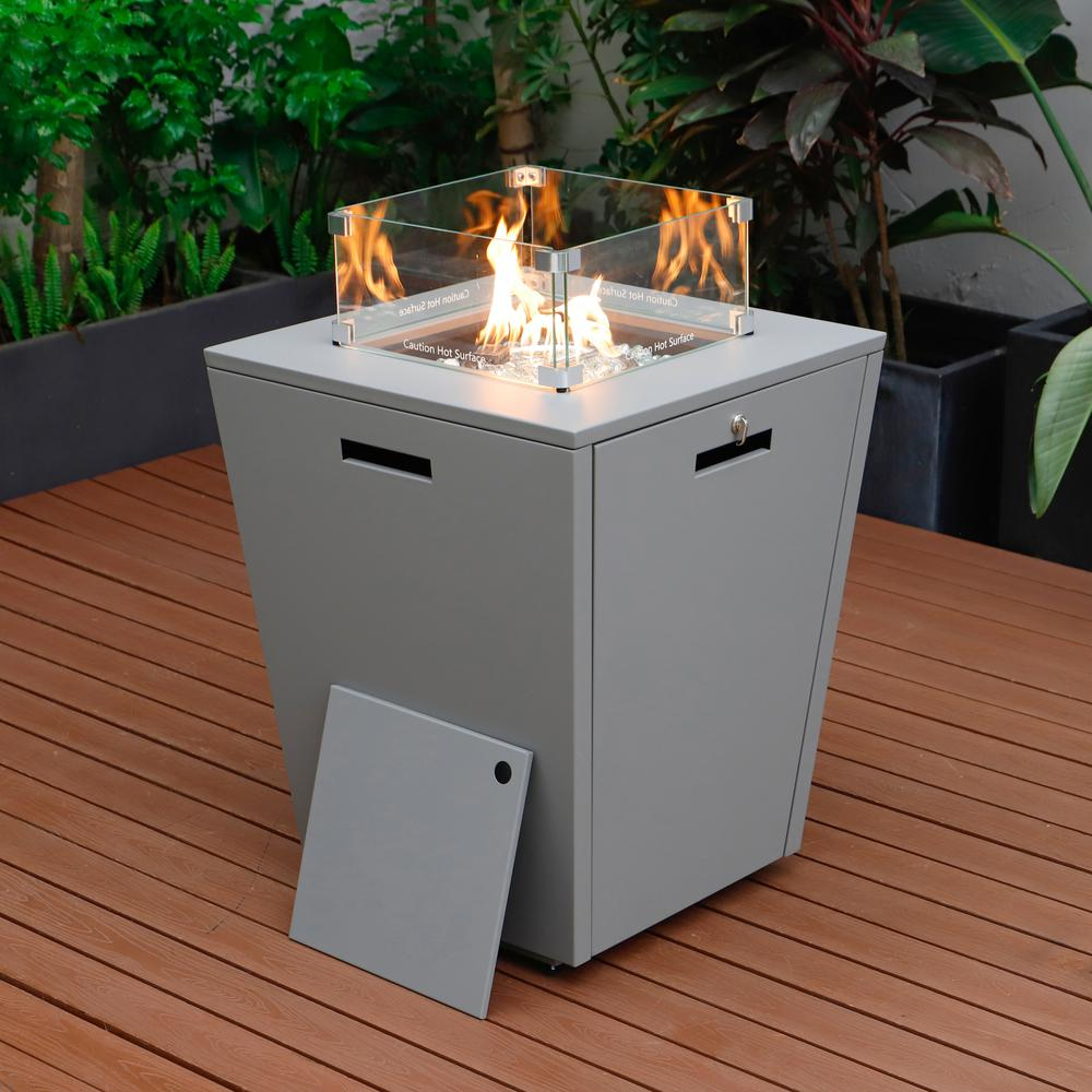 Chelsea Aluminum Patio Modern Propane Fire Pit Side Table