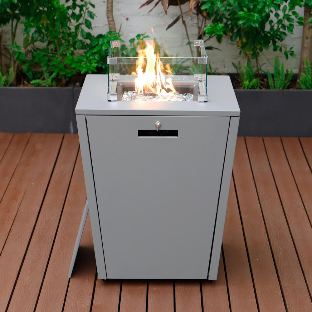 Chelsea Aluminum Patio Modern Propane Fire Pit Side Table