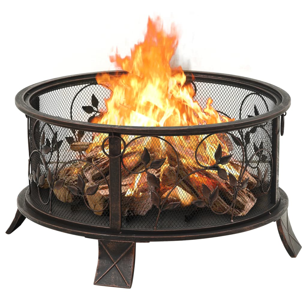 vidaXL Rustic Fire Pit with Poker 26.6" XXL Steel