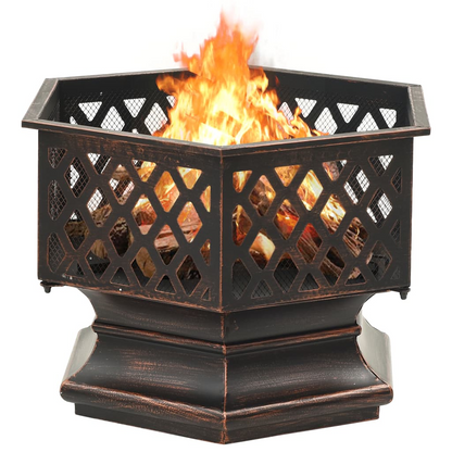 vidaXL Rustic Fire Pit with Poker 24.4"x21.3"x22" XXL Steel