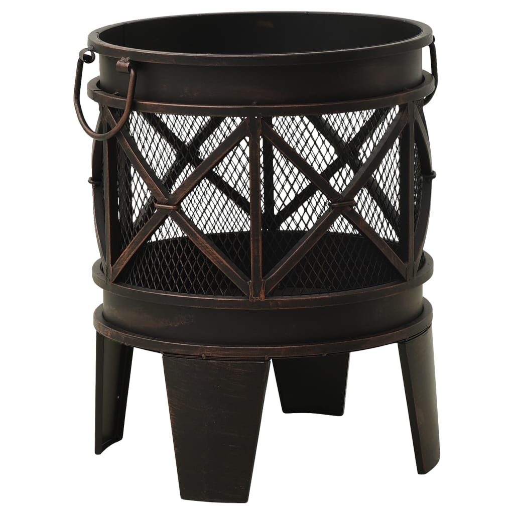 vidaXL Rustic Fire Pit with Poker Φ16.5"21.3" Steell