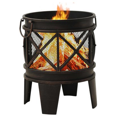 vidaXL Rustic Fire Pit with Poker Φ16.5"21.3" Steell