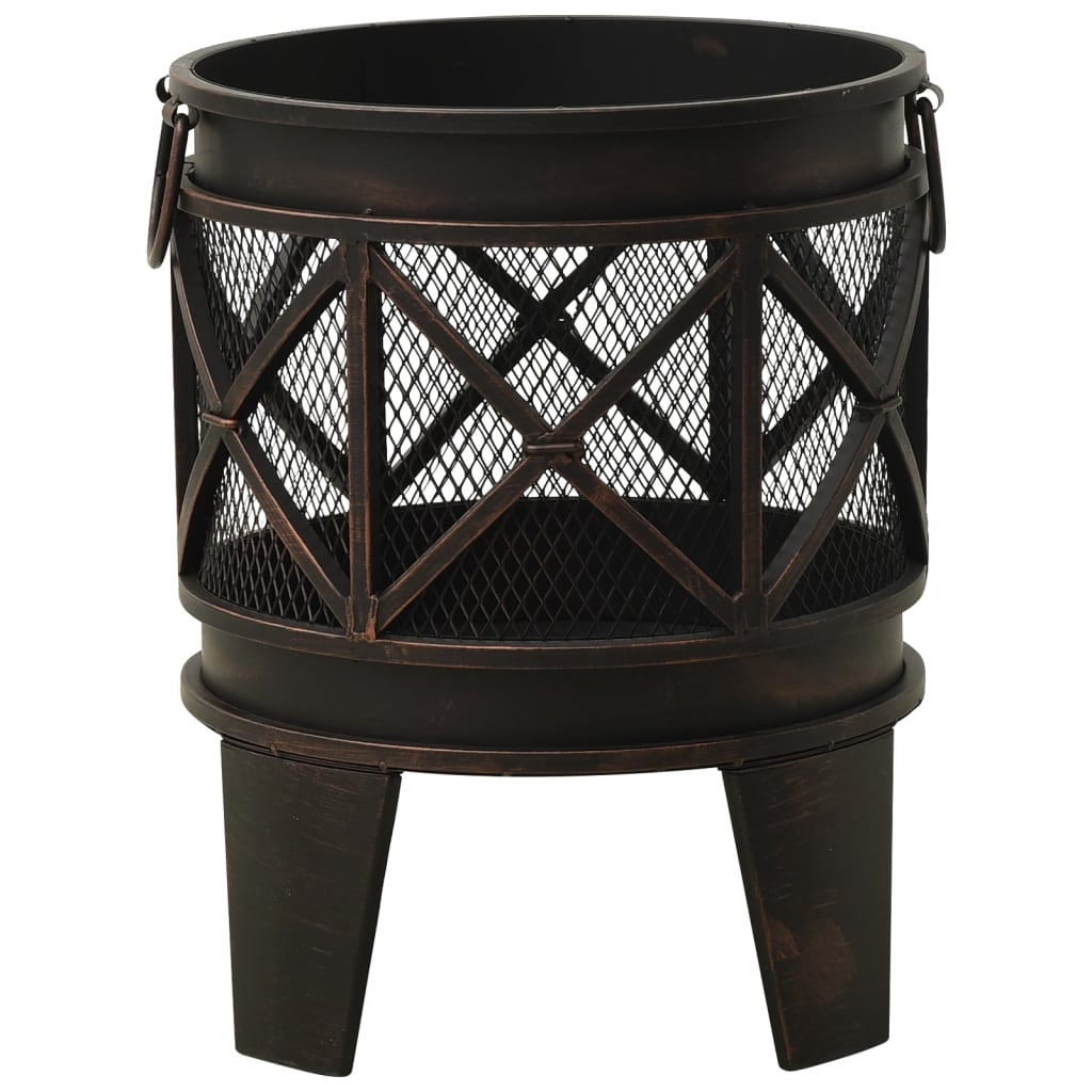 vidaXL Rustic Fire Pit with Poker Φ16.5"21.3" Steell