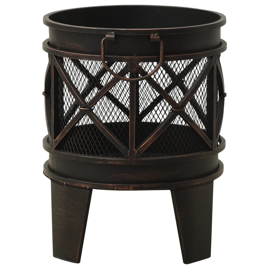 vidaXL Rustic Fire Pit with Poker Φ16.5"21.3" Steell