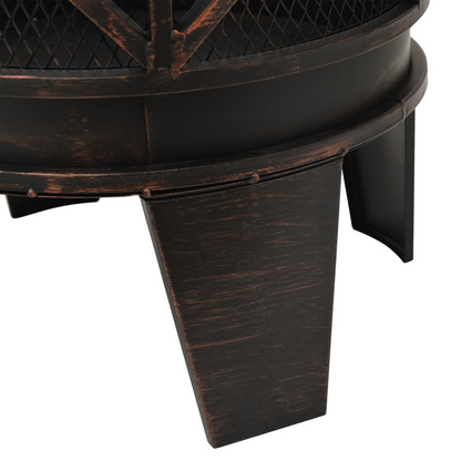 vidaXL Rustic Fire Pit with Poker Φ16.5"21.3" Steell