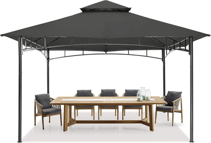 Outdoor Garden Gazebo for Patios with Stable Steel Frame(11X11, Dark