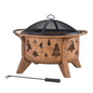 Outdoor Wood-Burning Fire Pit, Patio Tree Motif Steel Firepit Large Fire Pits