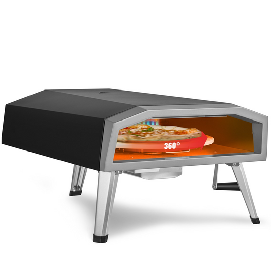 VEVOR Outdoor Pizza Oven, 16-inch, Gas Fired Pizza Maker, Portable Outside Stainless Steel Pizza Grill with 360° Rotatable Pizza Stone, Waterproof Cover, Peel, IR Thermometer, Gas Burner, CSA Listed