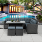 6-Piece Patio Furniture Set Outdoor Sectional Sofa with Glass Table, Ottomans for Pool, Backyard, Lawn (Black)