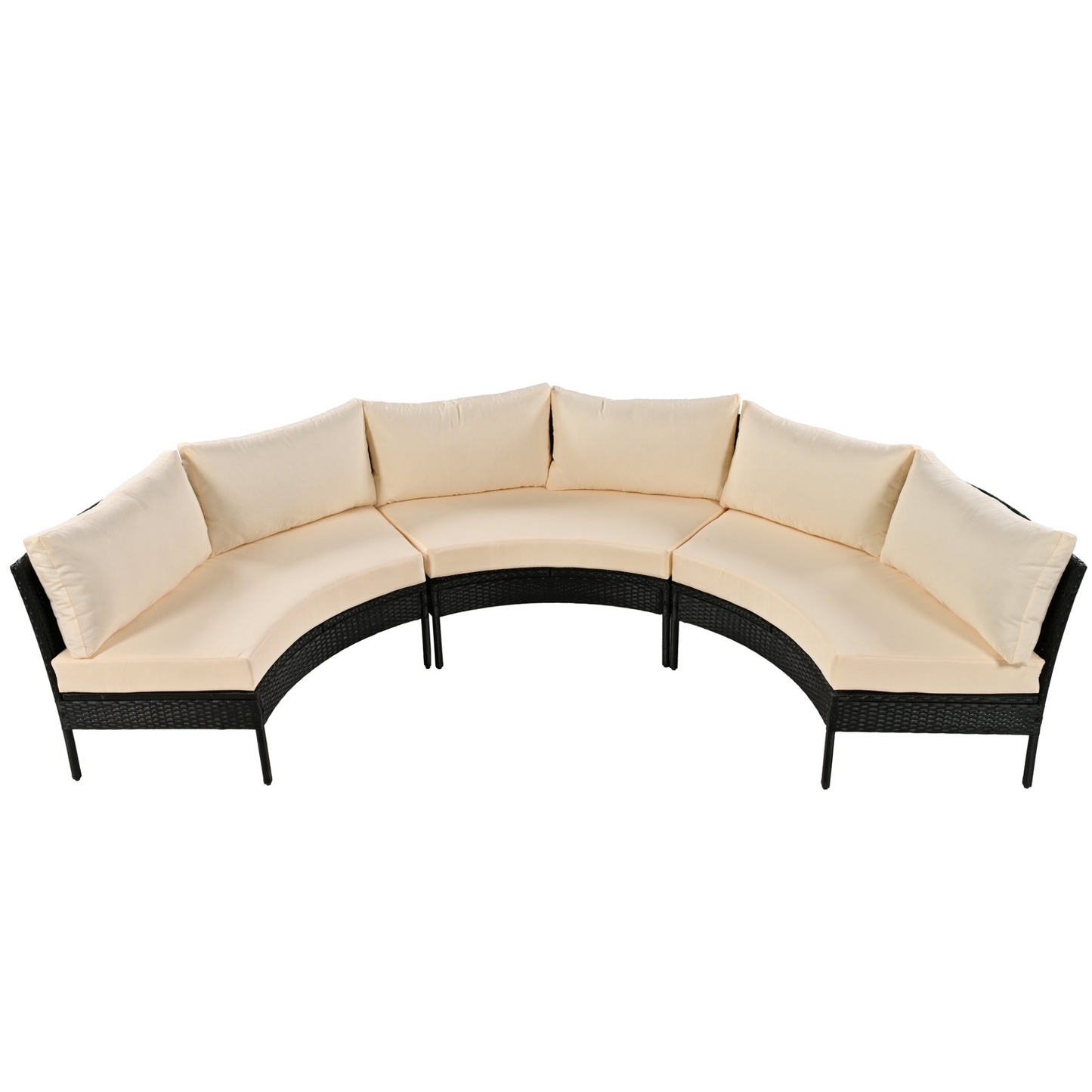 Patio Furniture Set, 3 Piece Curved Outdoor Conversation Set, All Weather Sectional Sofa with Cushions