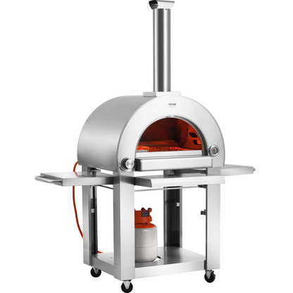 VEVOR 22" Outdoor Pizza Oven Portable Pellet/Gas Oven with Casters for Camping