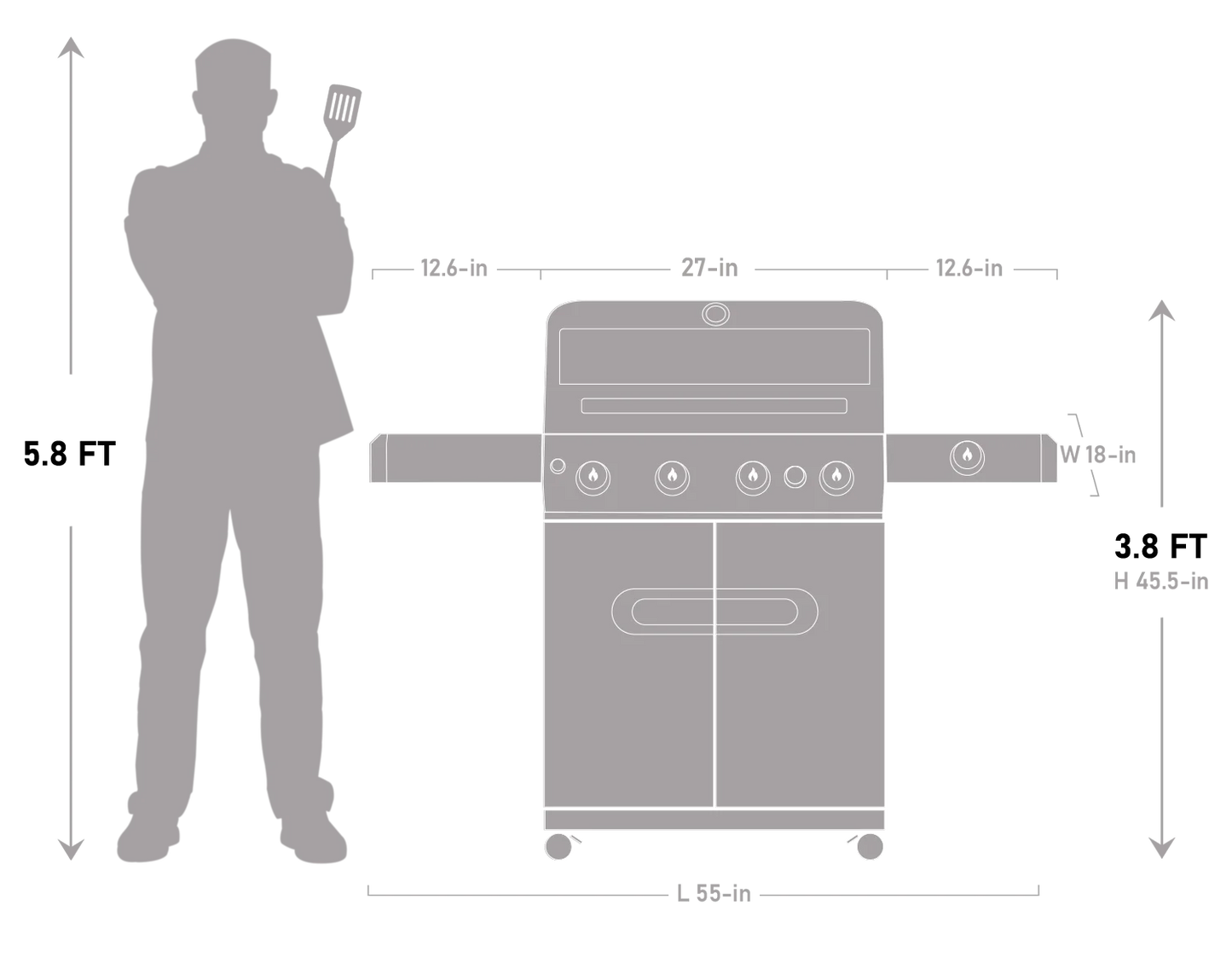 Mesa 415BZ | Monument Grills | 4 Burner Stainless Steel Propane Gas Grill