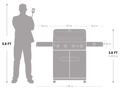 Mesa 415BZ | Monument Grills | 4 Burner Stainless Steel Propane Gas Grill