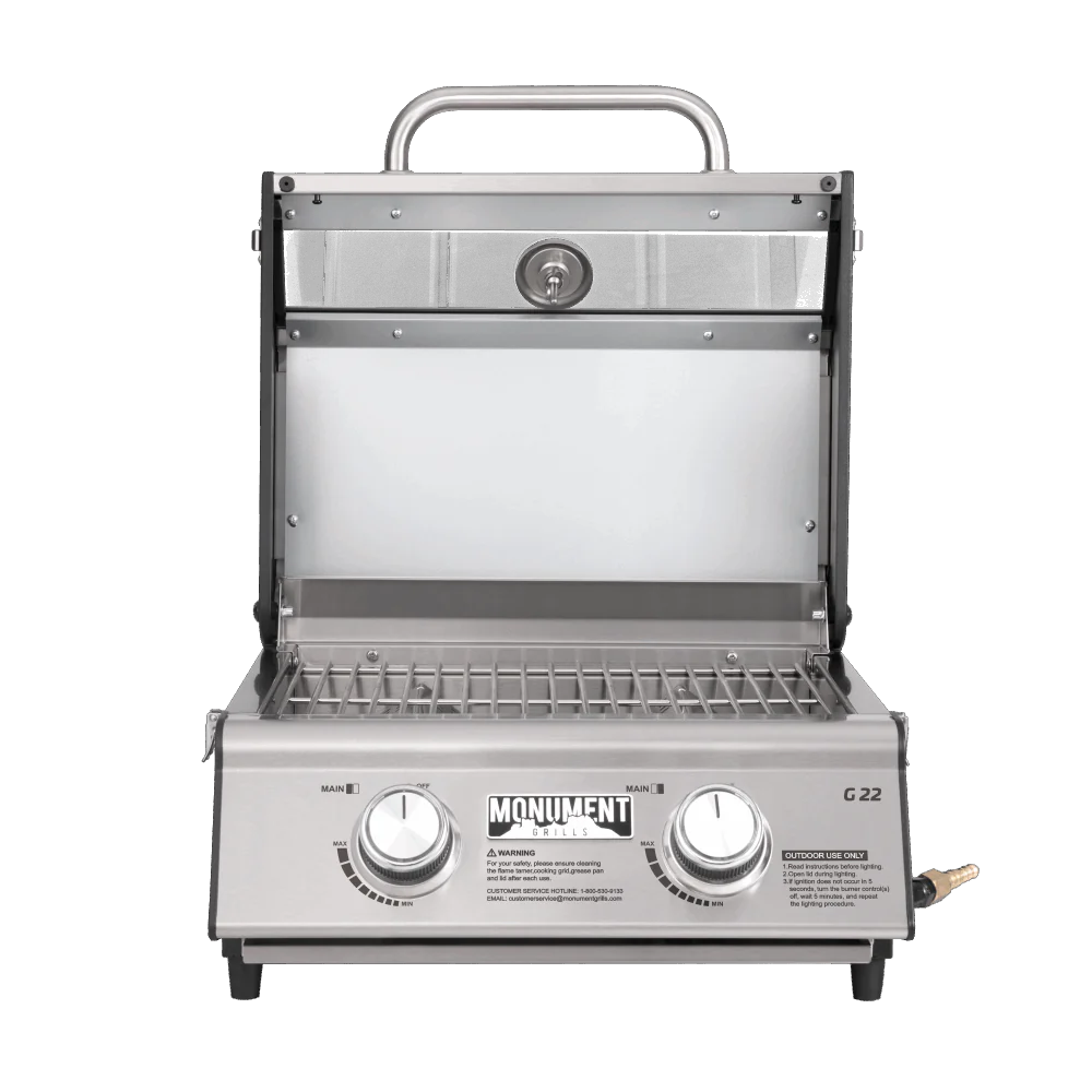 G22 | Monument Grills Table Top | 2 Burner Stainless Steel Gas Grill