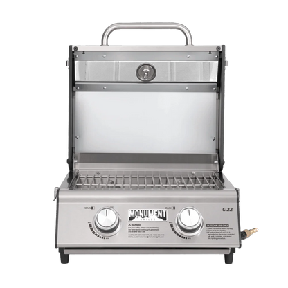 G22 | Monument Grills Table Top | 2 Burner Stainless Steel Gas Grill